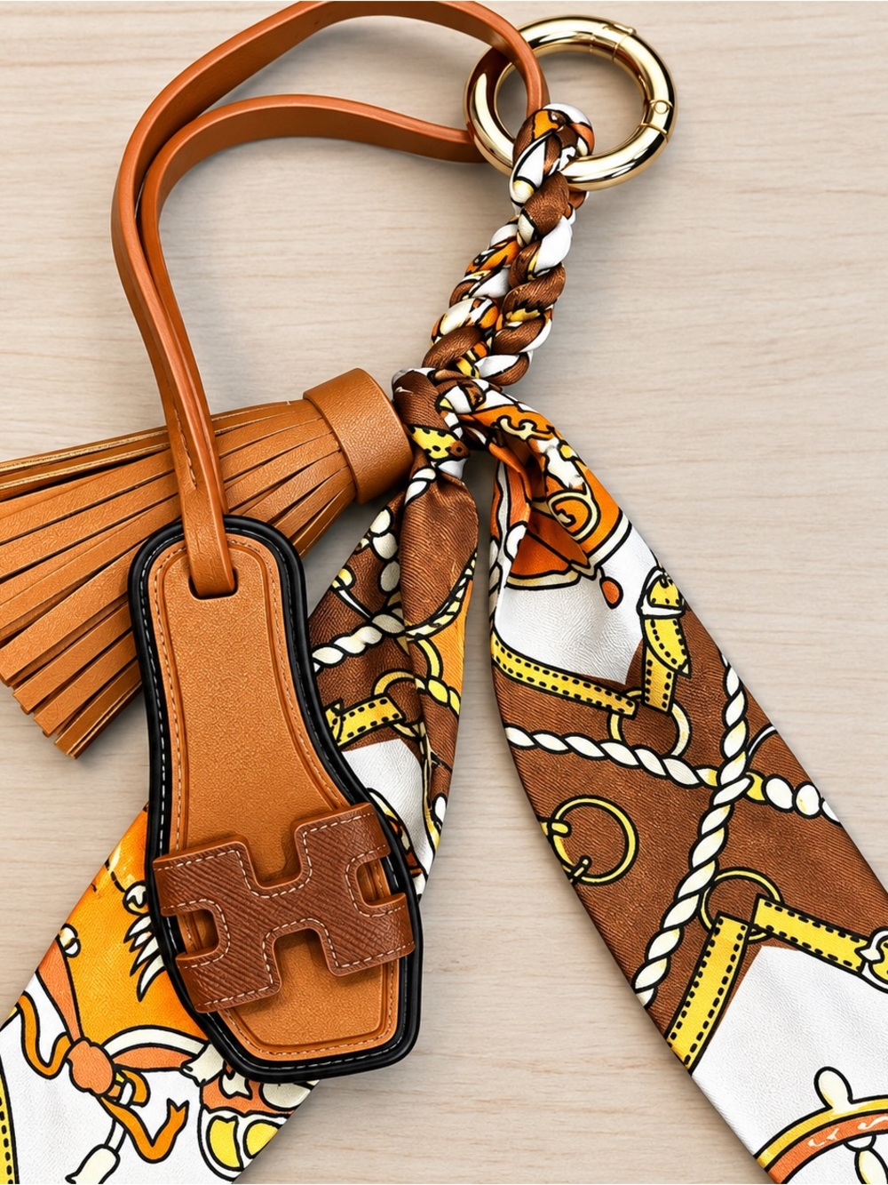 Brown Twilly Sandal Bag Charm with Tassel